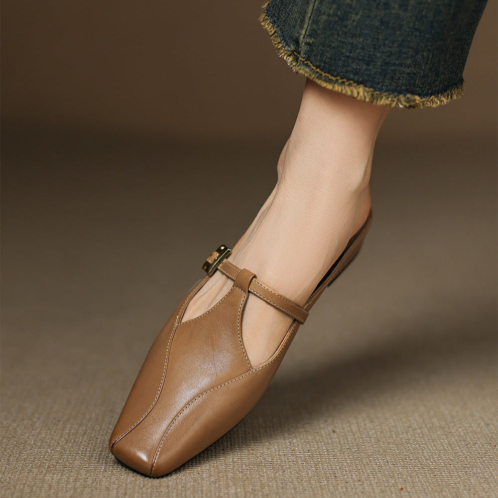 Womens Leather Mules Genuine Leather Slip-On