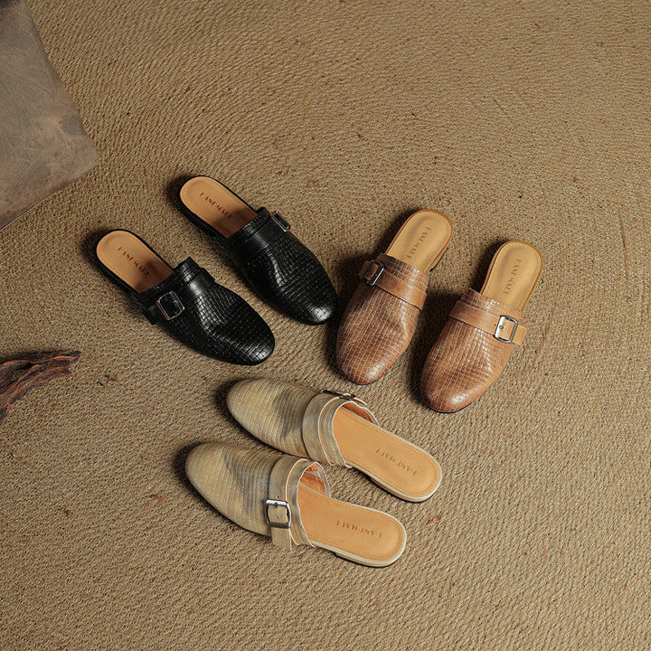 Womens Leather Mules Genuine Leather Slip-On