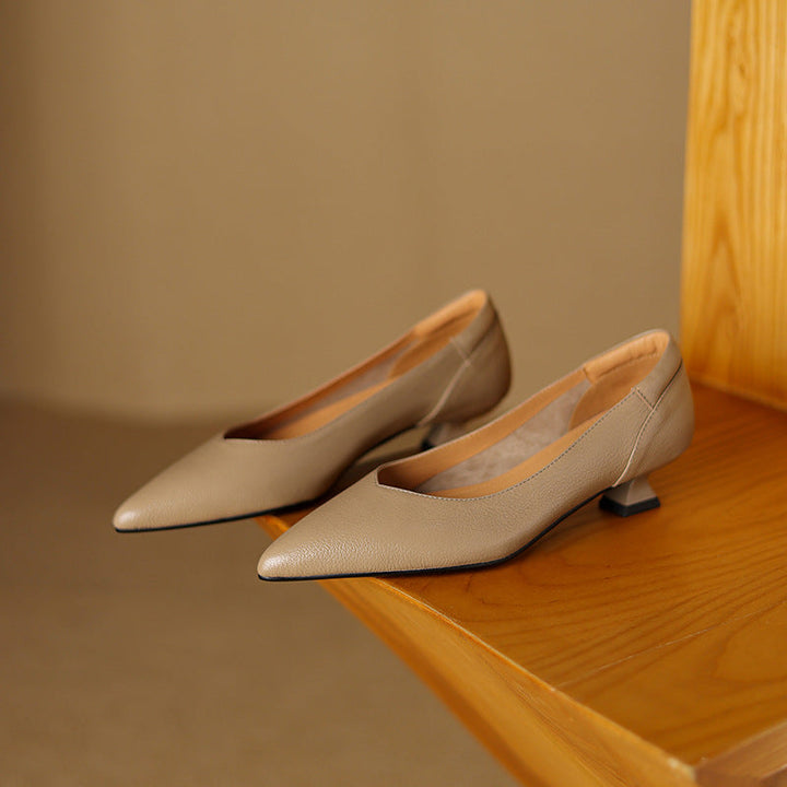 Womens Genuine Leather Heels Classic Fit