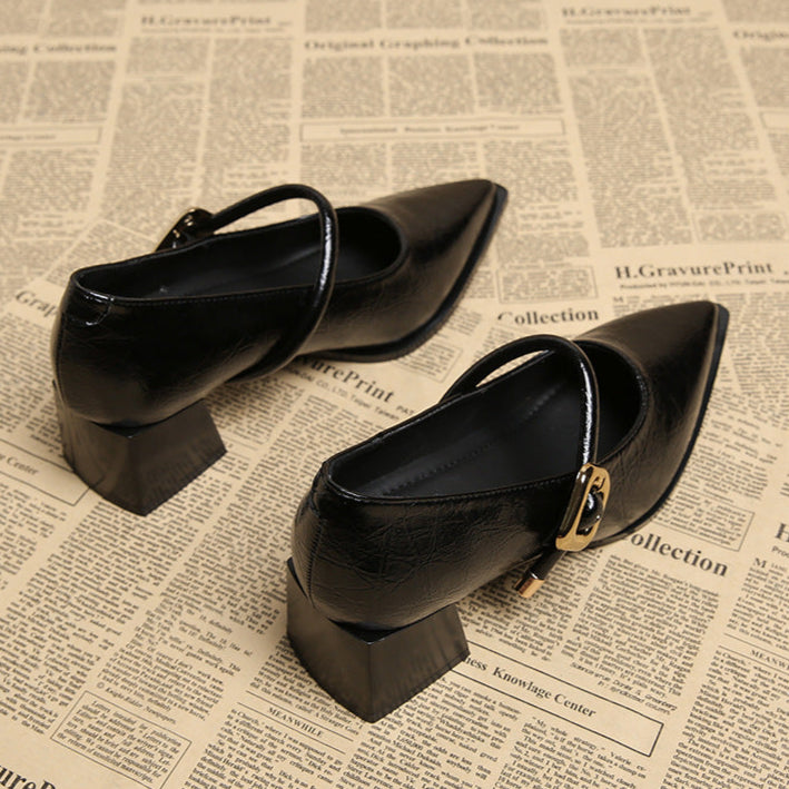 Womens Block Heel Shoes with Adjustable Strap
