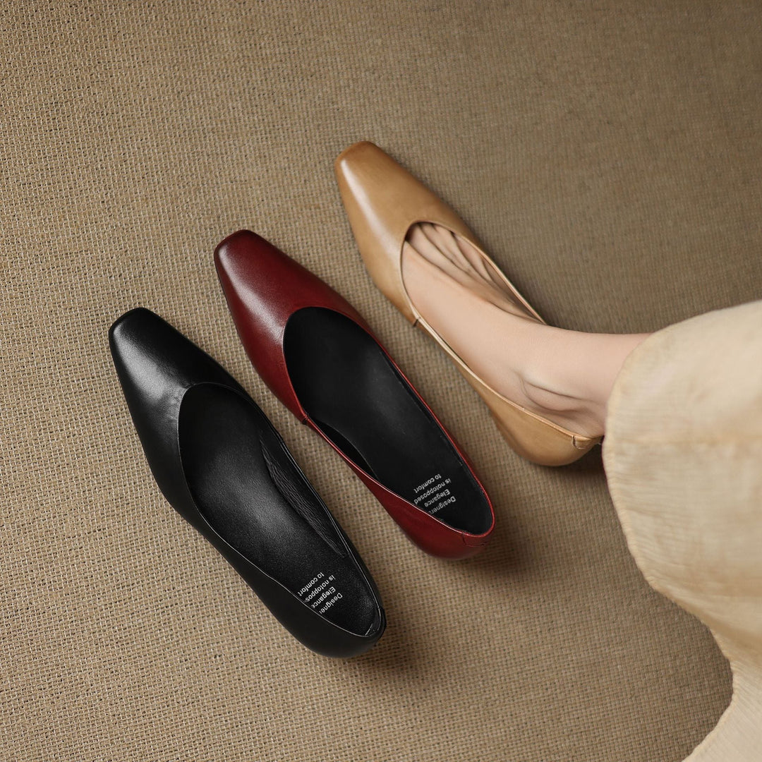 Womens Genuine Leather Flats Slip-On Style