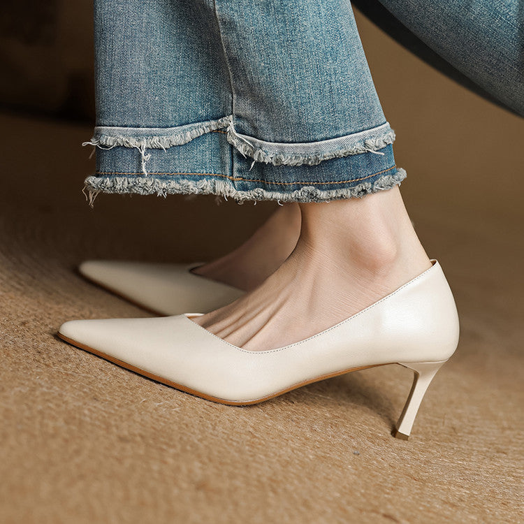 Womens Heels Genuine Leather Classic Fit