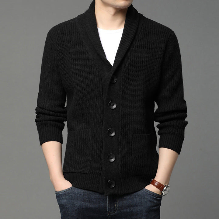 Womens Shawl Collar Cardigan Knitted Fabric Relaxed Fit