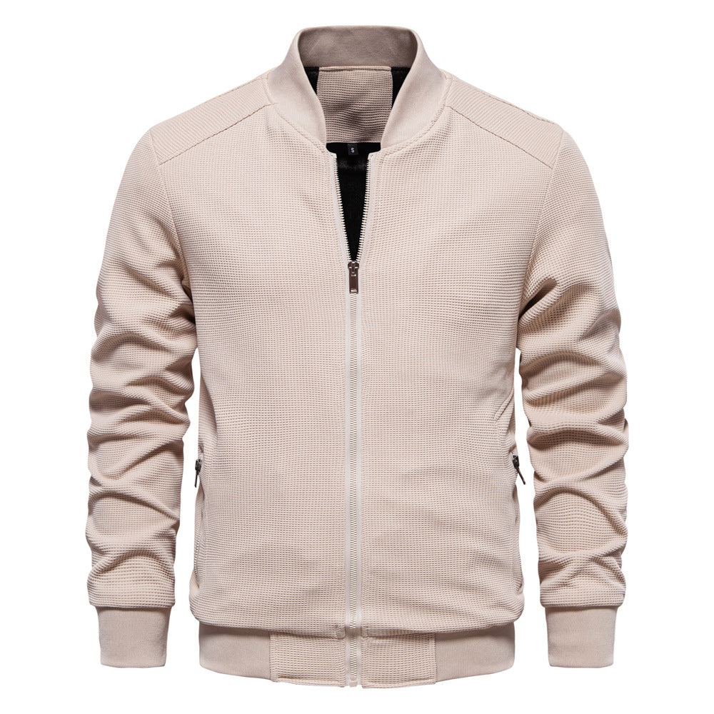 Mens Knit Jacket Textured Full Zipper