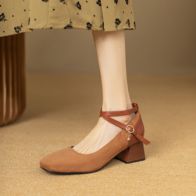 Womens Suede Heels Pointed Toe Classic Fit