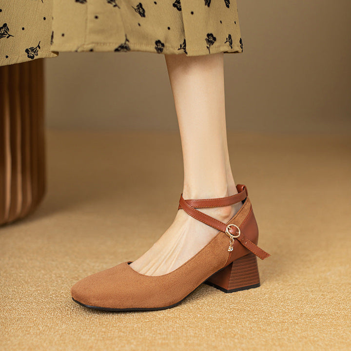 Womens Suede Heels Pointed Toe Classic Fit