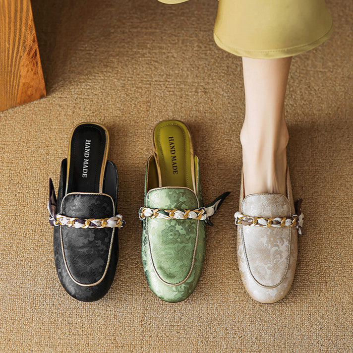 Womens Genuine Leather Mules Slip-On Style