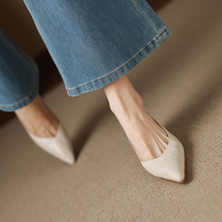Womens Genuine Leather Heels Classic Fit