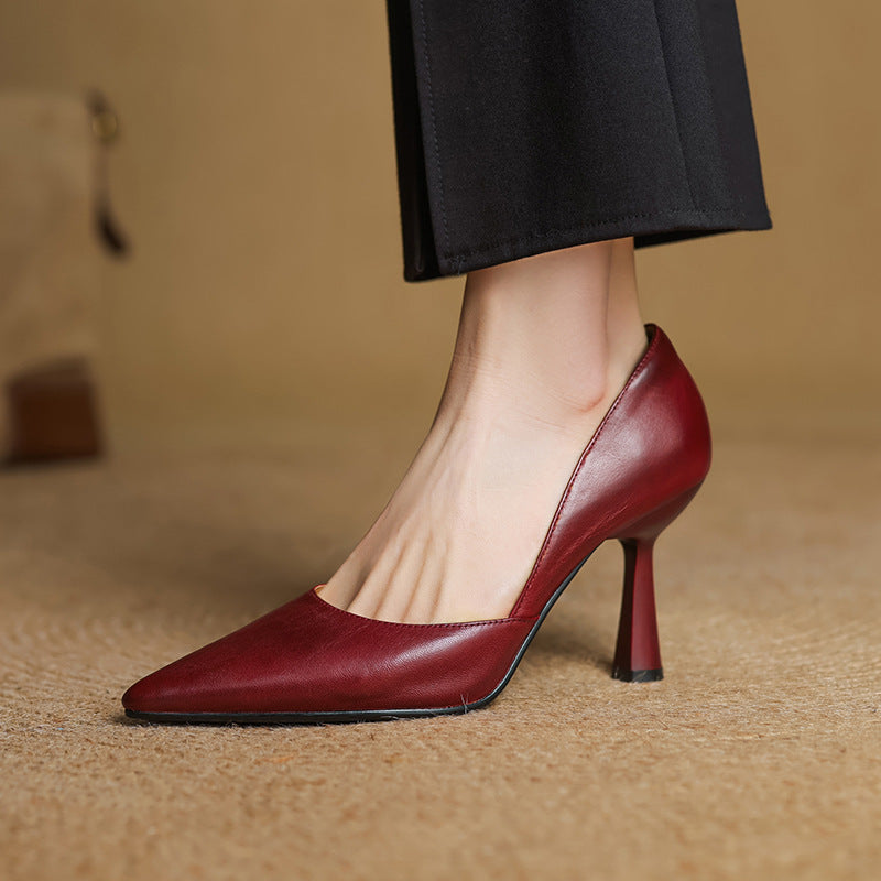 Womens Genuine Leather Heels Classic Fit