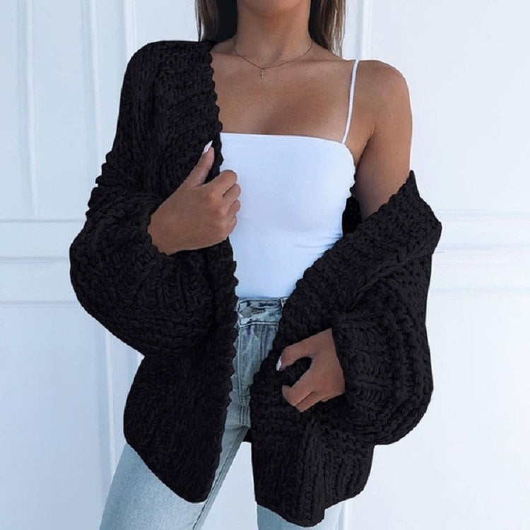 Womens Wool-Blend Cardigan Knit Layer Relaxed Fit