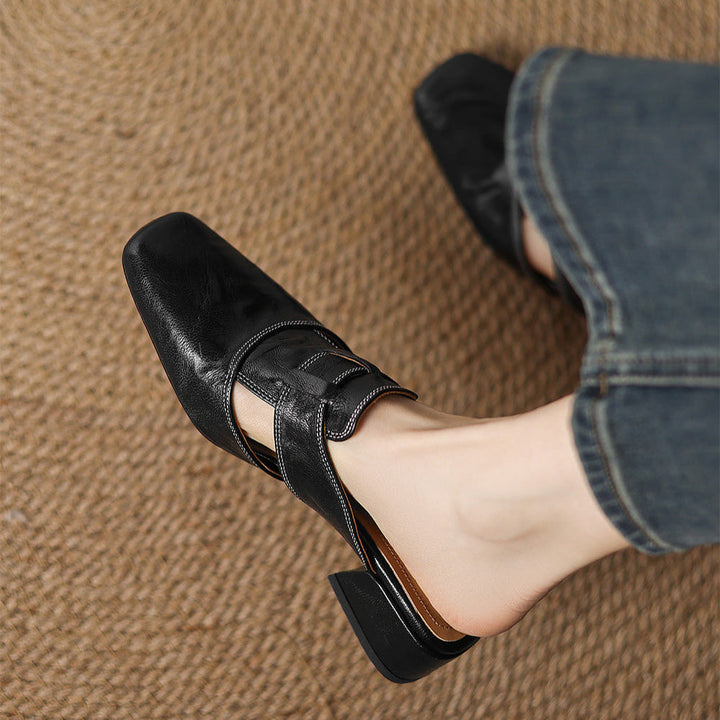 Womens Leather Mules Genuine Leather Slip-On