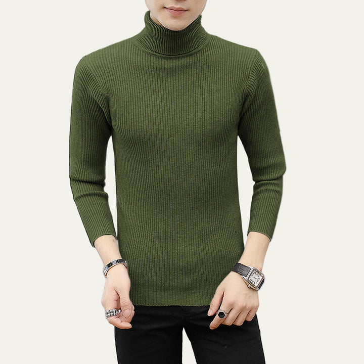 Mens Slim Fit Turtleneck Sweater Rib Knit