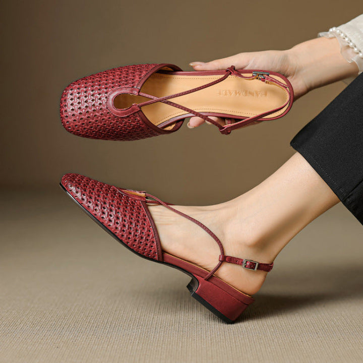Womens Slingback Shoes Genuine Leather Classic Fit - BritishMode