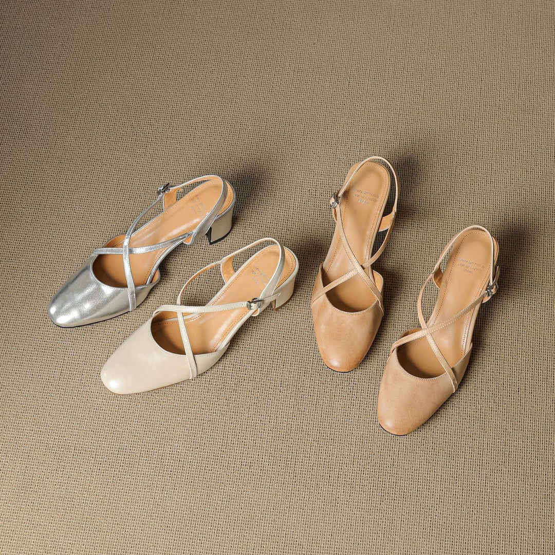 Womens Slingback Shoes Genuine Leather