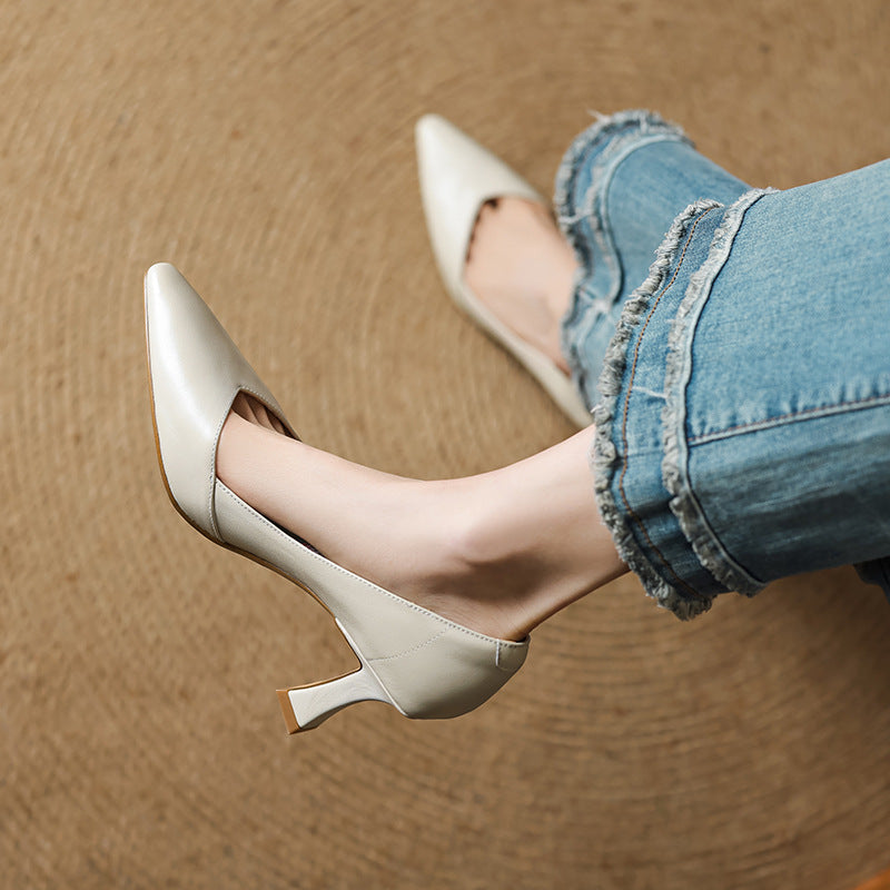 Womens Genuine Leather Heels Classic Fit