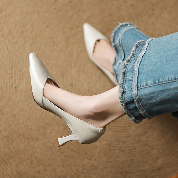 Womens Genuine Leather Heels Classic Fit