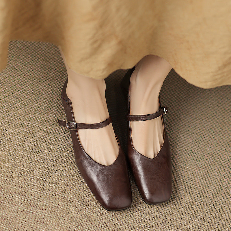 Womens Flats Genuine Leather Slip-On