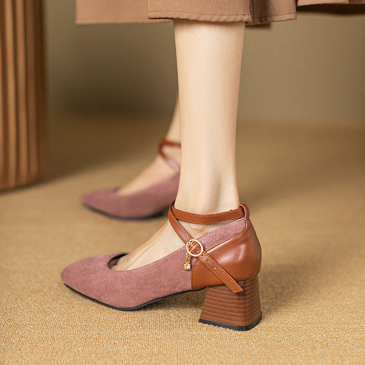 Womens Suede Heels Pointed Toe Classic Fit