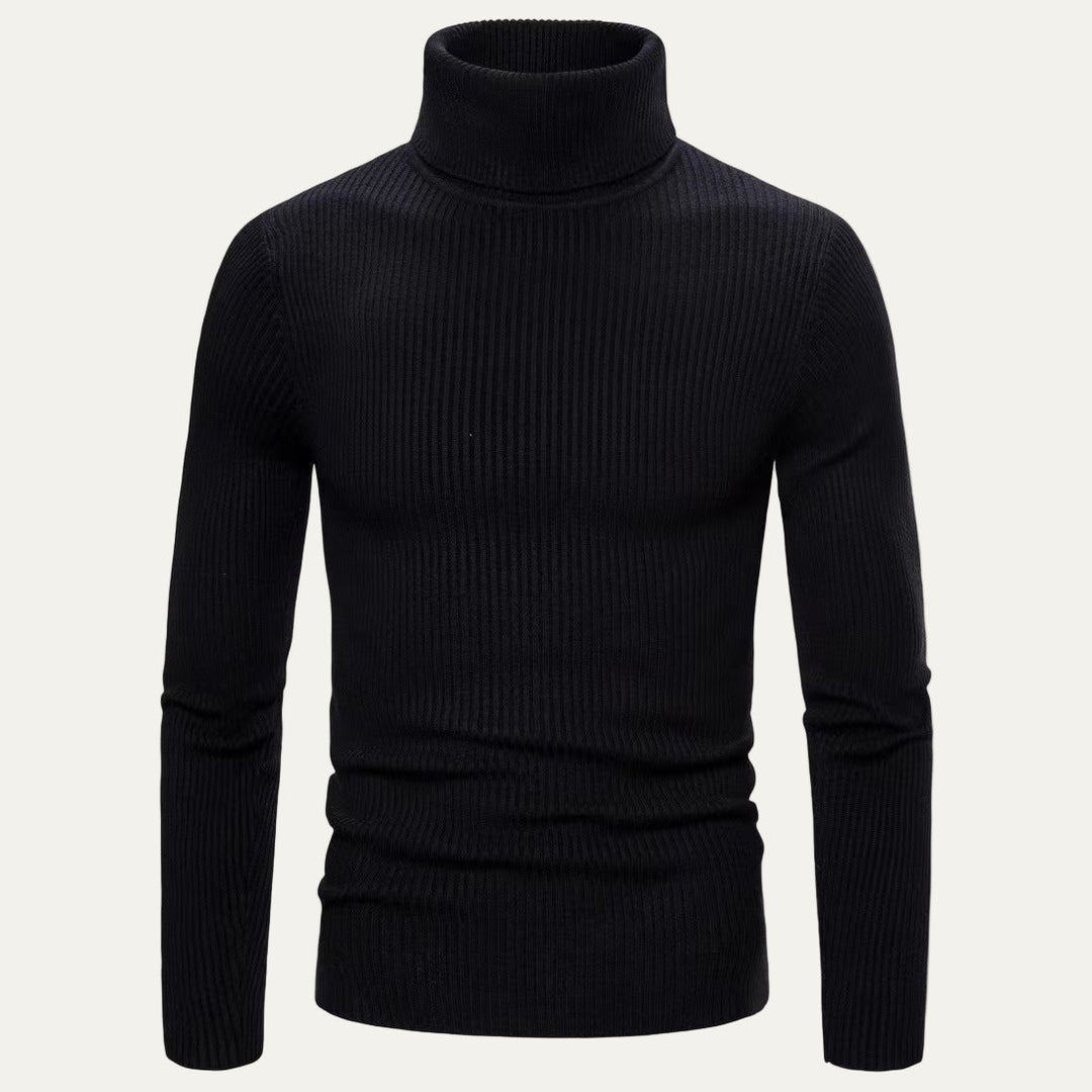 Mens Slim Fit Turtleneck Sweater Rib Knit
