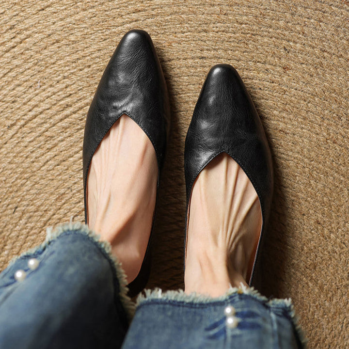 Womens Genuine Leather Mules Slip-On Comfortable