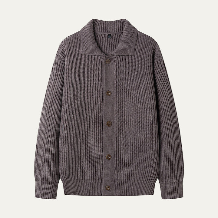 Mens Knit Cardigan Textured Stripe Button Front