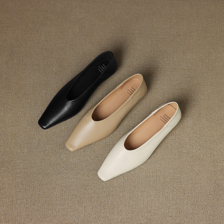 Womens Leather Flats Genuine Material