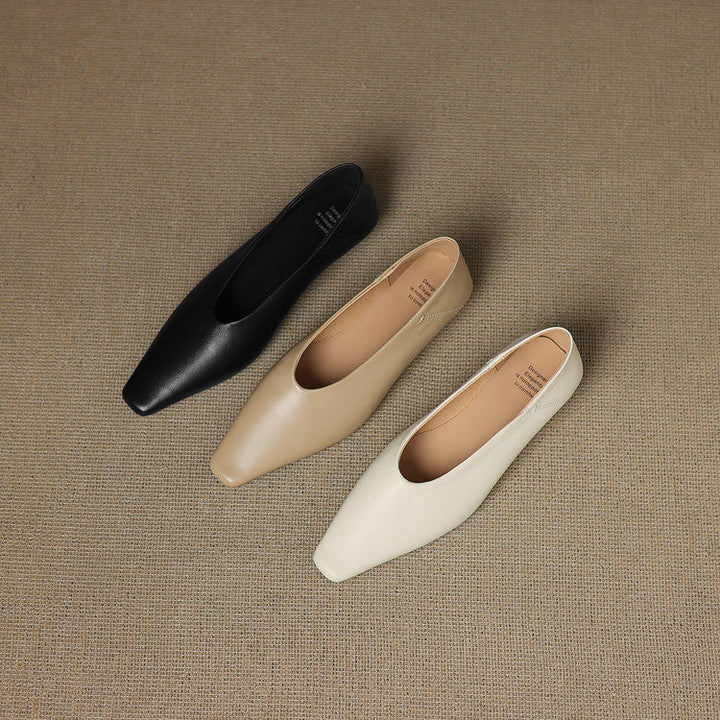 Womens Leather Flats Genuine Material