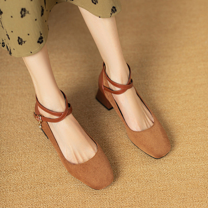 Womens Suede Heels Pointed Toe Classic Fit