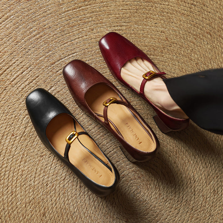 Womens Genuine Leather Heels Classic Fit