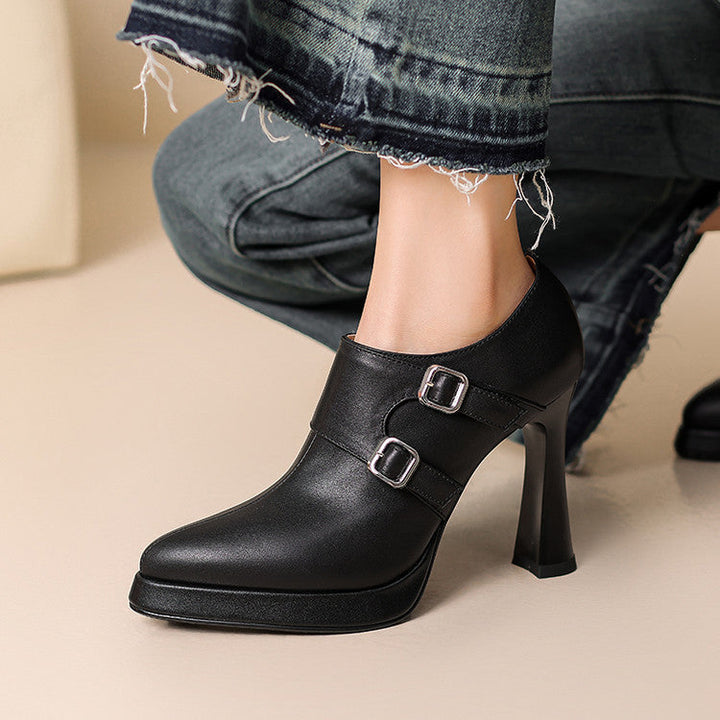Womens Genuine Leather Heels Classic Fit