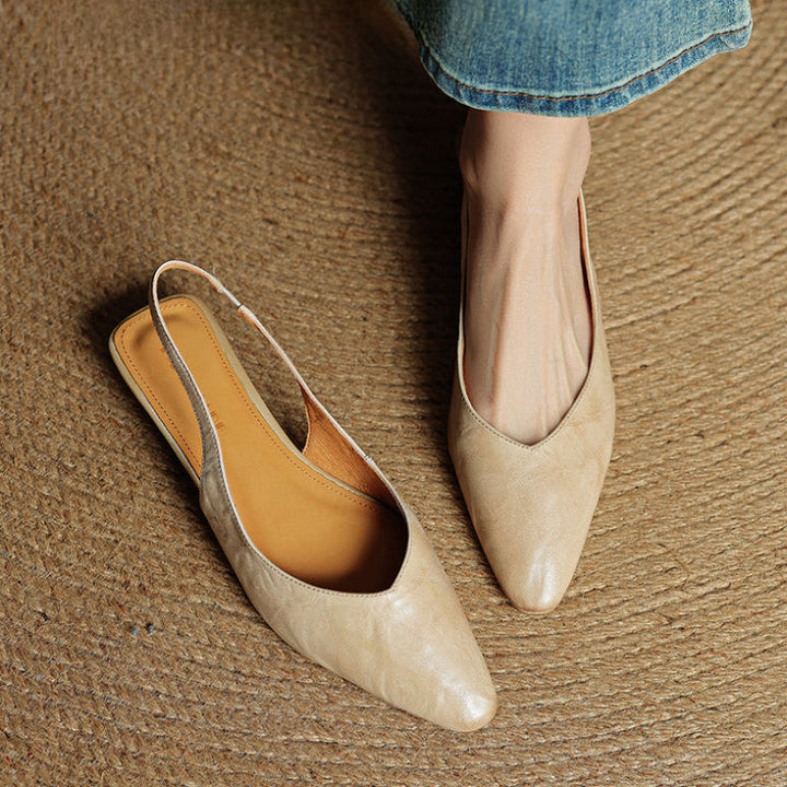 Womens Slingback Shoes Genuine Leather Classic Fit
