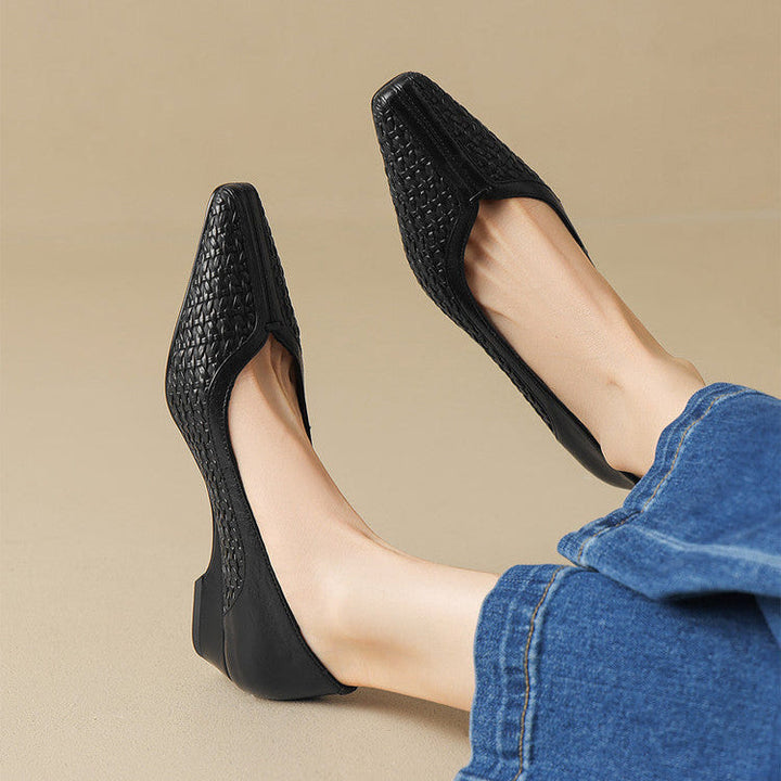 Womens Genuine Leather Heels Classic Fit