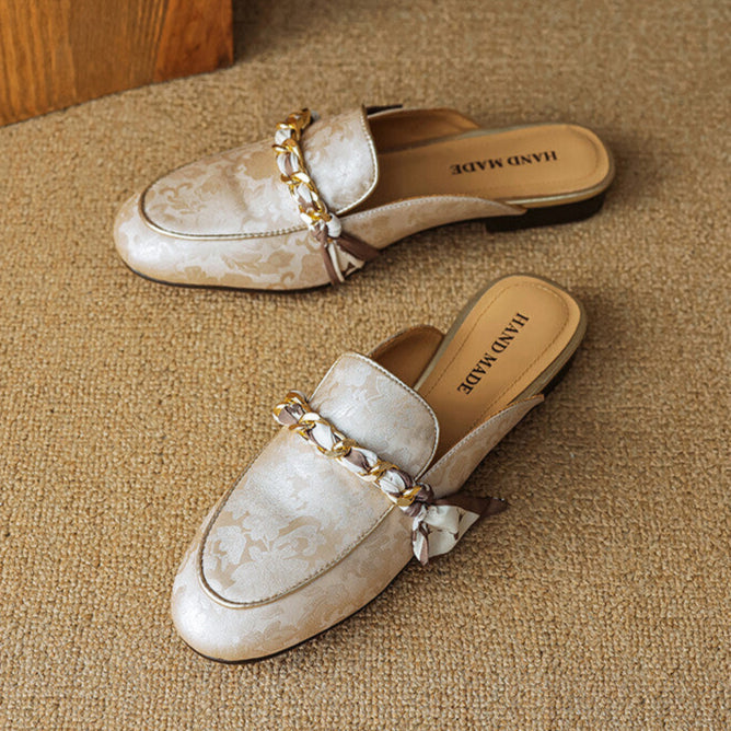 Womens Genuine Leather Mules Slip-On Style