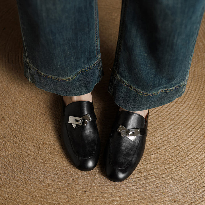 Womens Leather Mules Genuine Leather Slip-On