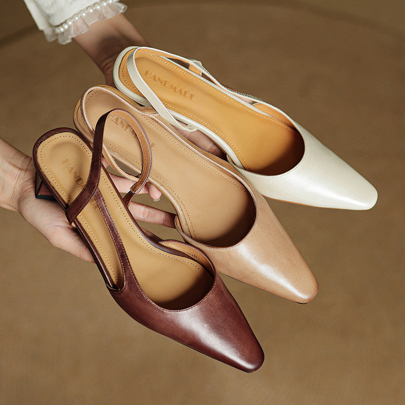 Womens Genuine Leather Heels Classic Fit