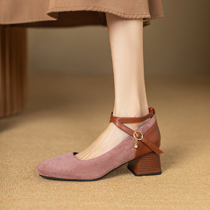 Womens Suede Heels Pointed Toe Classic Fit