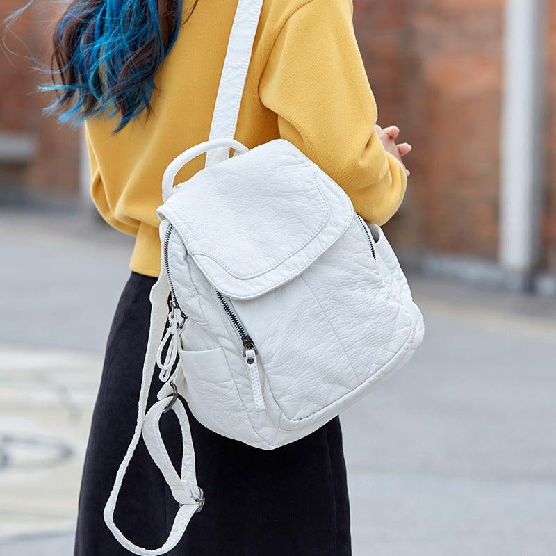 Unisex Backpack Soft Leather Spacious Storage