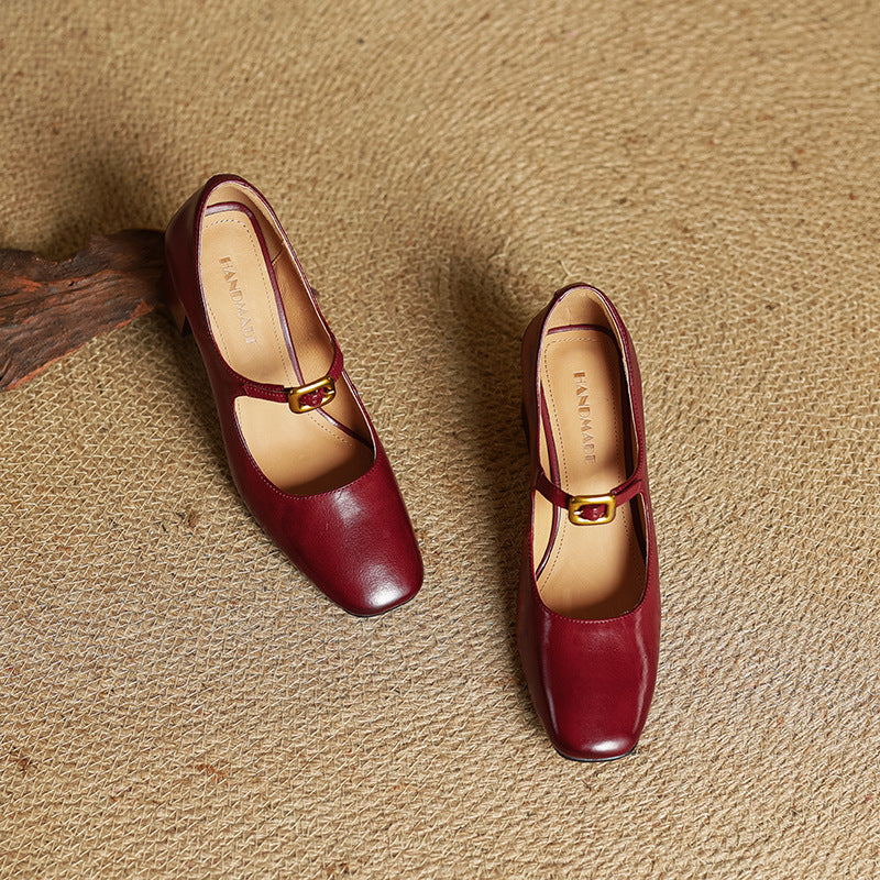 Womens Genuine Leather Heels Classic Fit