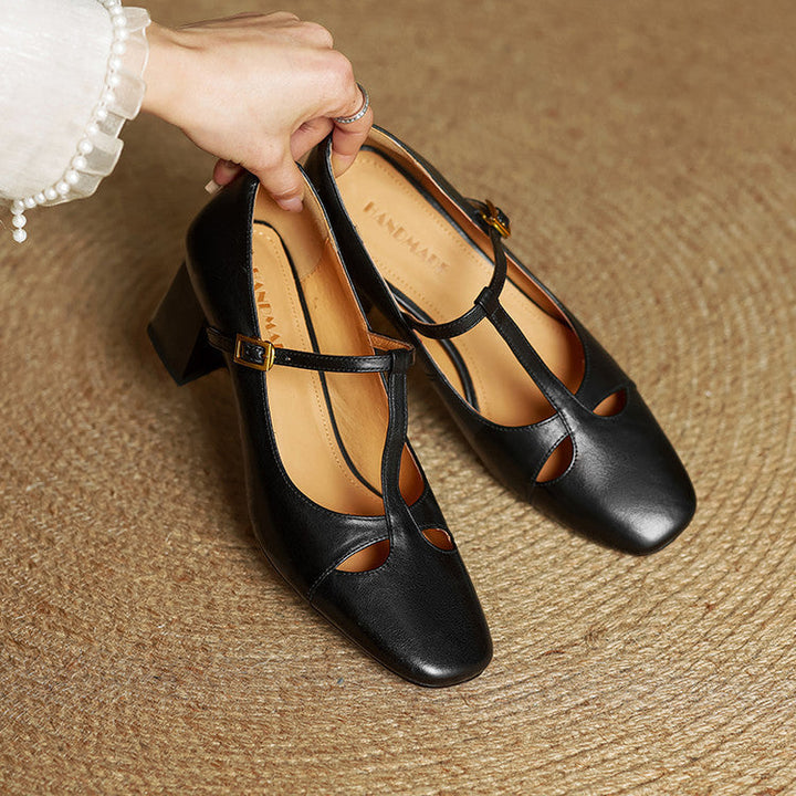 Womens Genuine Leather Heels Classic Fit