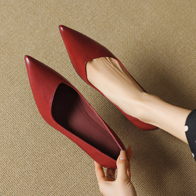Womens Genuine Leather Heels Classic Fit
