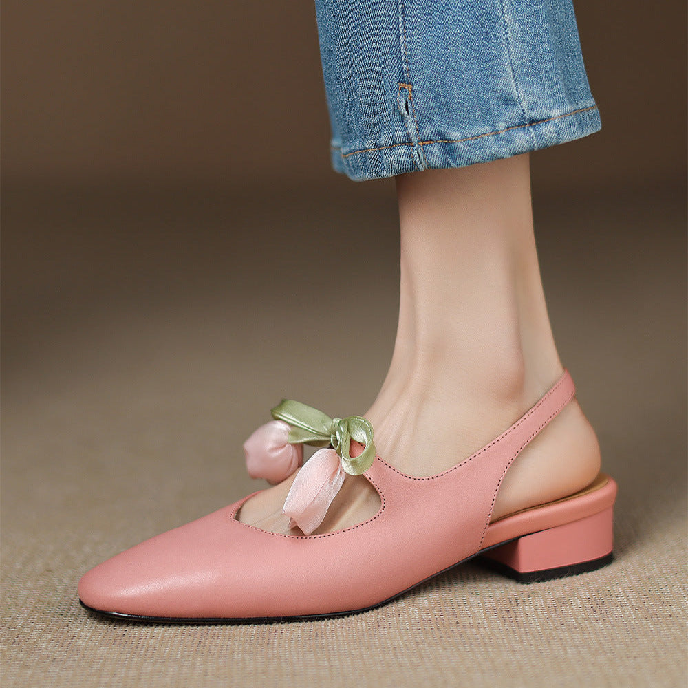 Womens Slingback Shoes Genuine Leather Classic Fit - BritishMode