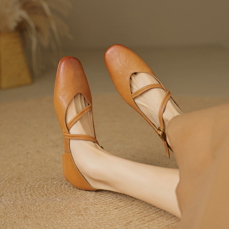 Womens Flats Genuine Leather Slip-On