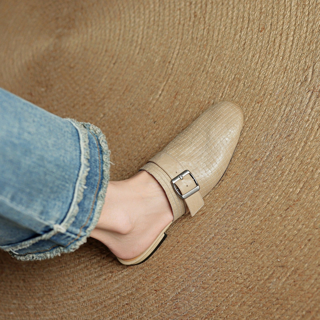 Womens Leather Mules Genuine Leather Slip-On