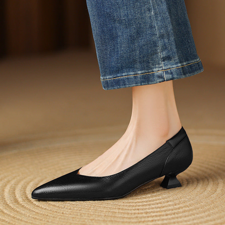 Womens Genuine Leather Heels Classic Fit