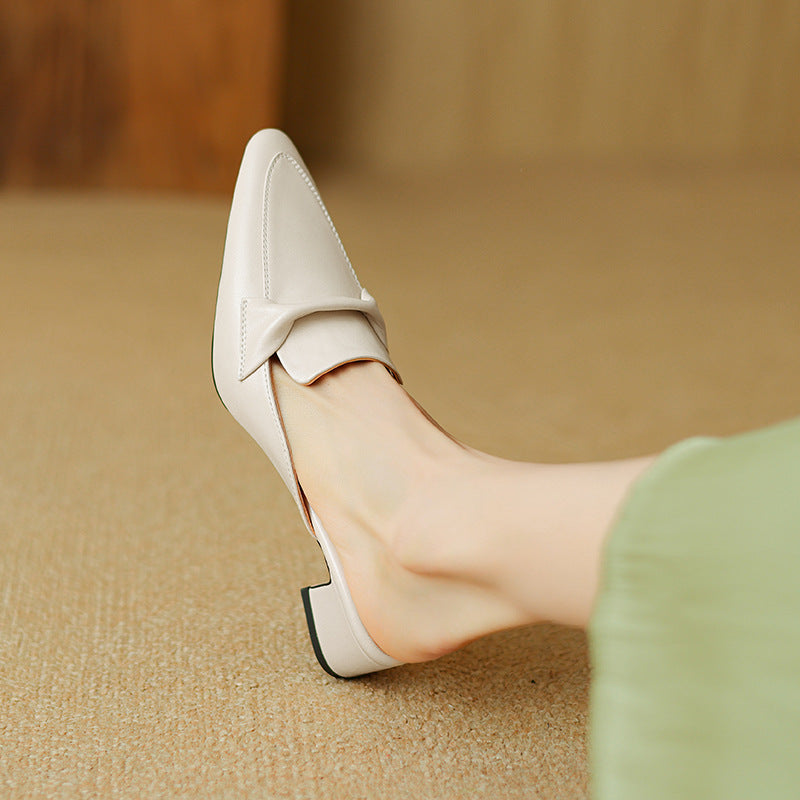 Womens Leather Mules Genuine Leather Slip-On
