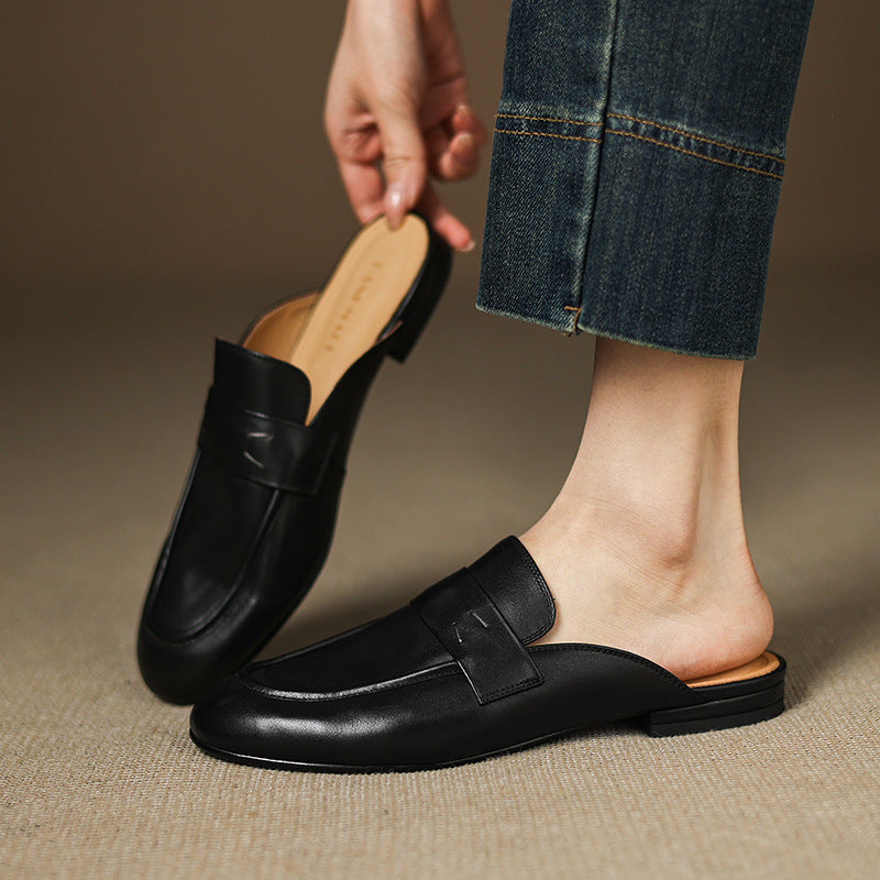 Womens Genuine Leather Mules Slip-On Comfortable