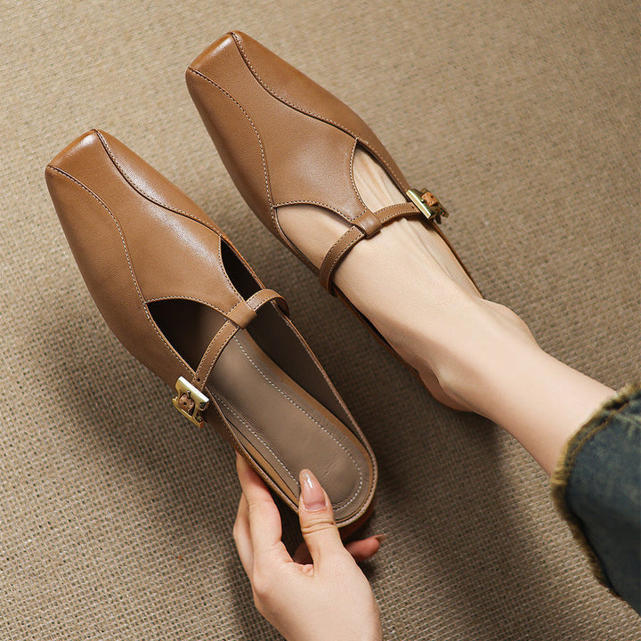Womens Leather Mules Genuine Leather Slip-On