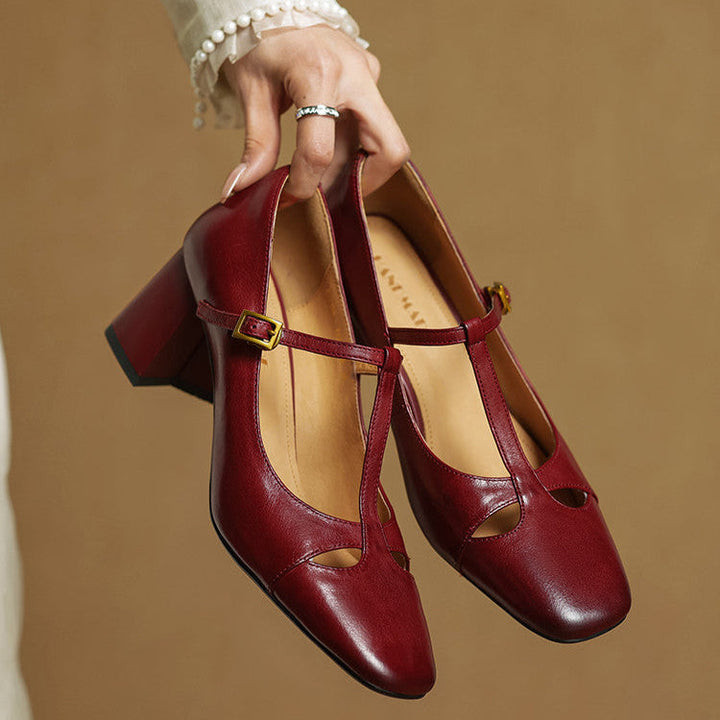 Womens Genuine Leather Heels Classic Fit