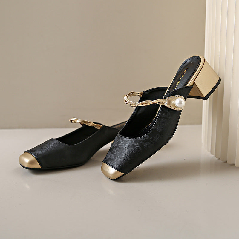 Womens Leather Mules Genuine Leather Slip-On
