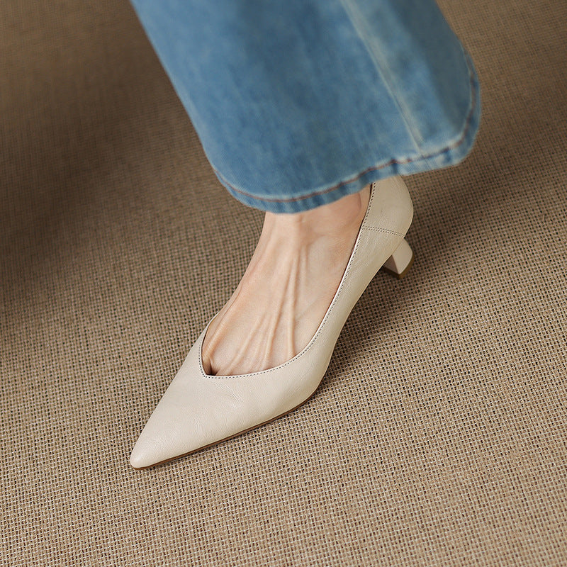 Womens Genuine Leather Heels Classic Fit
